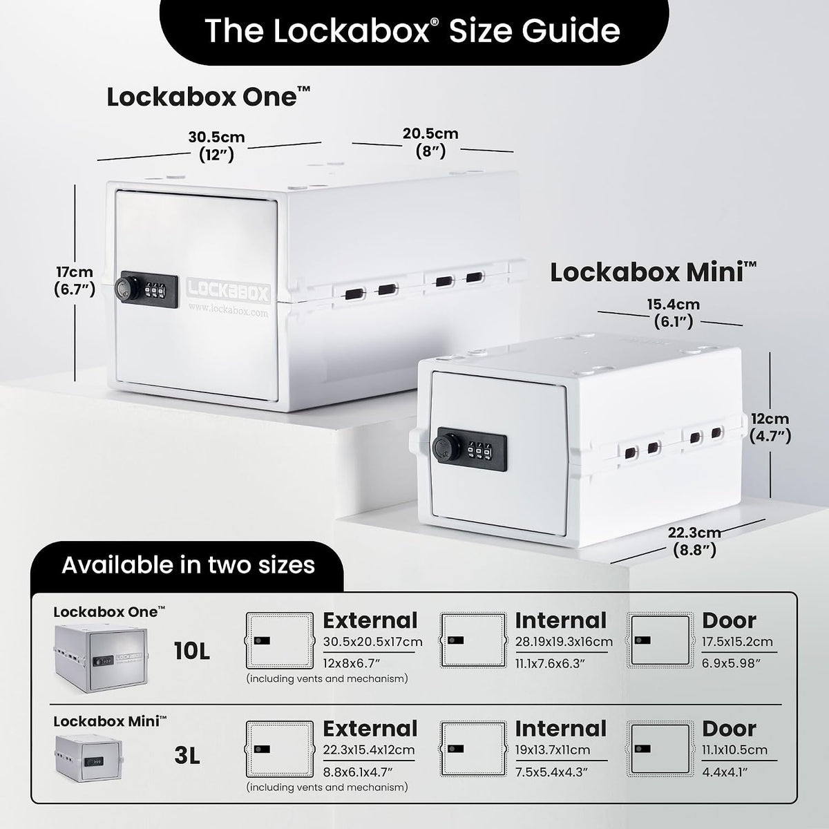 Lockabox One™ 10L Lockable Storage Box and Lock Box with Code (Opal White)