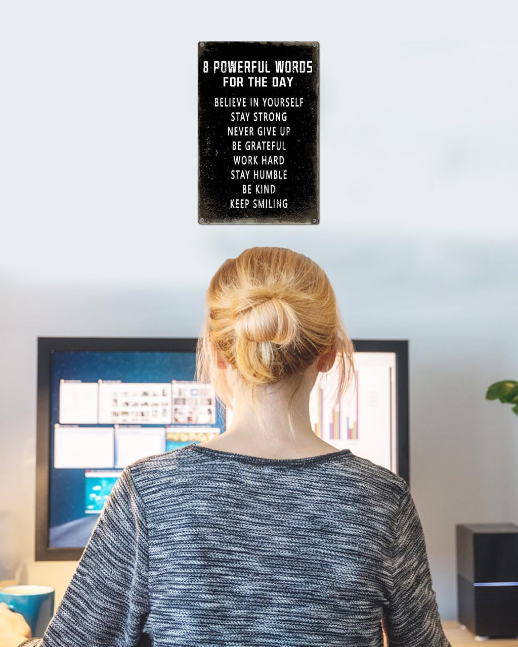 ALKB Motivational Wall Sign 8x12", 8 Powerful Words for the Day