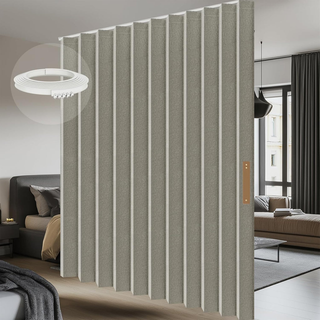 Room Divider Curtain Sets with Flexible Ceiling Track, Privacy Soundproof Curtain for Bedroom Office Patio Sliding Door(Grey, W180 x L108, 1 Pack)