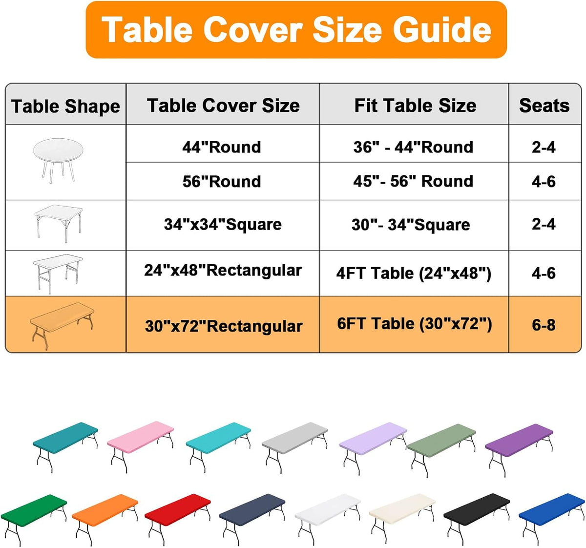 BDDC 2 Pack Table Covers for 6 Foot Tables Rectangle Fitted Withe