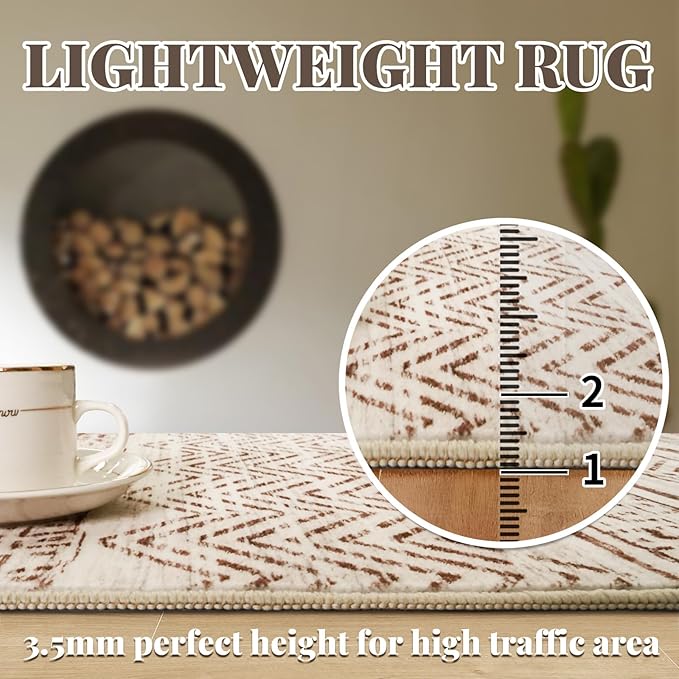 4x5 Washable Entryway Area Rug: Modern Moroccan Runner Rugs Indoor Soft Non - Image 5