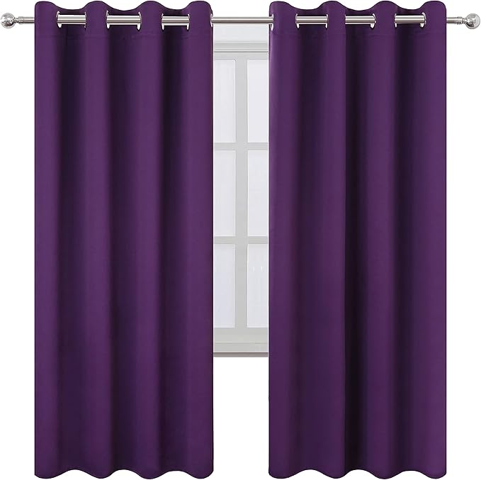 LEMOMO Purple Thermal Blackout Curtains/52 x 72 Inch/Set of 2 Panels Room - Image 2