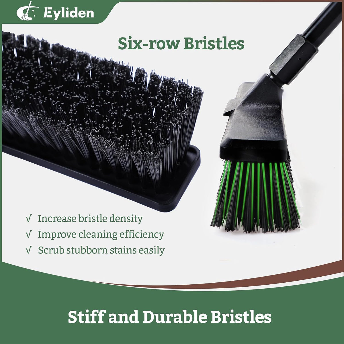 Eyliden 18" Push Broom for Deck Driveway Patio Garage, Black