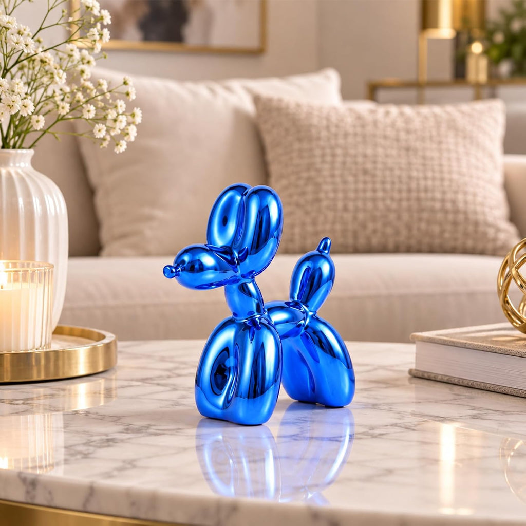 Blue Balloon Dog Decor,Balloon Animal Decor,Shelf Decor Preppy Room Decor,Cute Statue Home Decor, Bedroom Modern Sculpture Desk Decor,Office Gold Decorations Small Figurines
