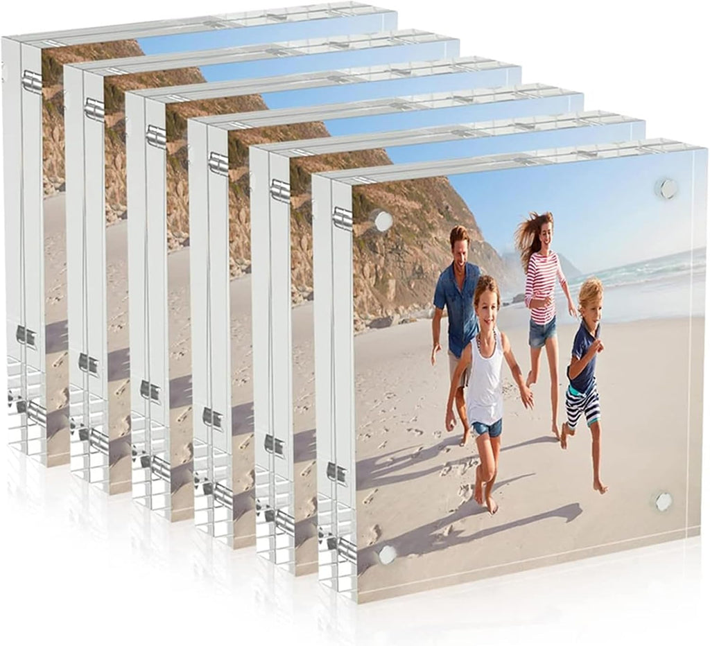 AITEE 4x6 Acrylic Picture Frames 6 Pack, Clear Picture Frames，20% Thicker
