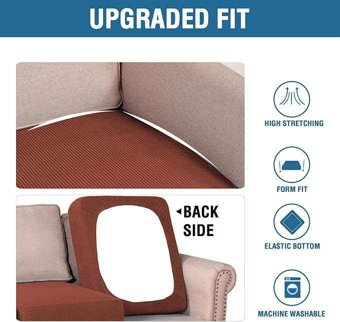 H.VERSAILTEX Super Stretch Individual Seat Cushion Covers Sofa Covers Couch - Image 6
