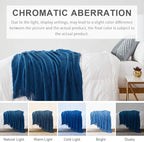 BOURINA Royal Blue Throw Blanket 50x60 Inches Throw Textured Solid Soft Sofa - Image 7