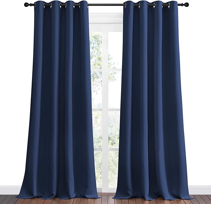NICETOWN Navy Blackout Curtains 120" Long - Image 2