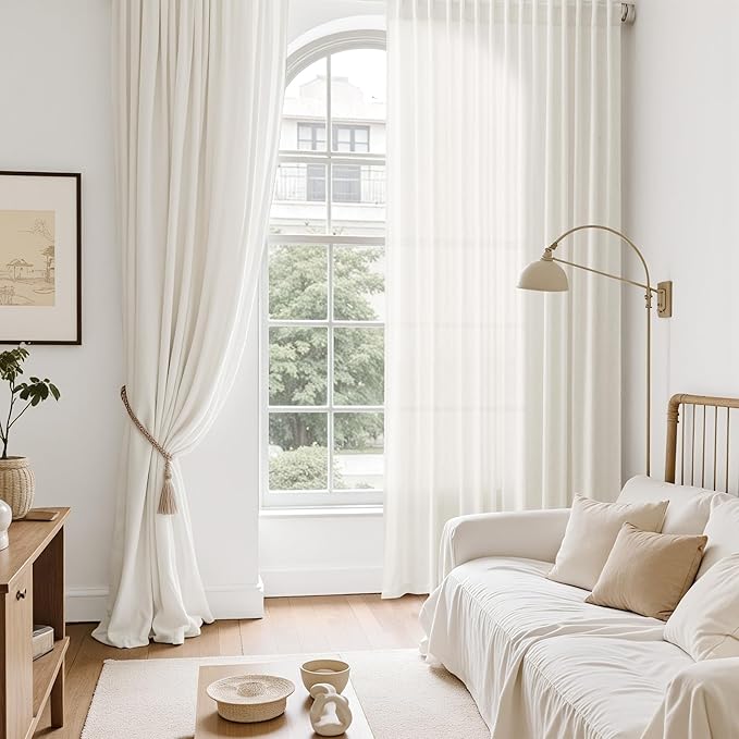 Nanspring Neutral Linen Curtains 72 Inches - Image 6