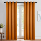 NICETOWN Orange Curtains 84 inch Length 2 Panels, Grommet Faux Silk Thermal by NICETOWN