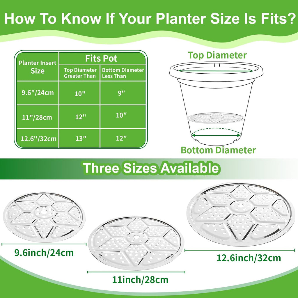 6 PCS Round Planter Inserts for Large Tall Pots,10" 11'' 12'' Stainless Steel Flower Pot Lift Insert Portable Planter Accessories Use Less Potting Soil,for Inside Pots with Drainage Hole