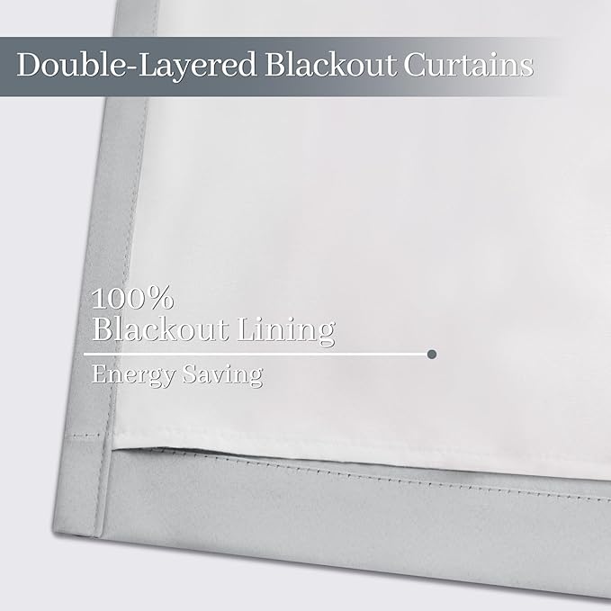Yakamok Light Grey Room Darkening 100% Blackout Curtains Grommet Extra Wide - Image 5