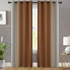 Yakamok Greyish White and Burnt Orange Ombre Curtains, Light Blocking Curtains - Image 2