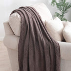 BOURINA Brown Throw Blanket 50x60 Inches Throw Textured Solid Soft Sofa Couch - Image 2