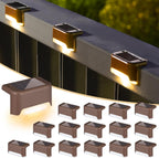 SOLPEX Solar Deck Lights Outdoor 16 Pack,Step Light Waterproof,Warm White