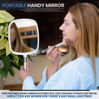 MIRRORVANA Large Hand Mirror with Comfy Handle, 9" x 13" (White)