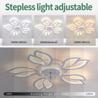 Modern Ceiling Fans with Lights, Low Profile Ceiling Fan with Remote for Bedroom, Flush Mount Ceiling Fan with LED Dimmable Light,3-Colors, 6-Speeds, Timing CeilingFan Light-White Leaves