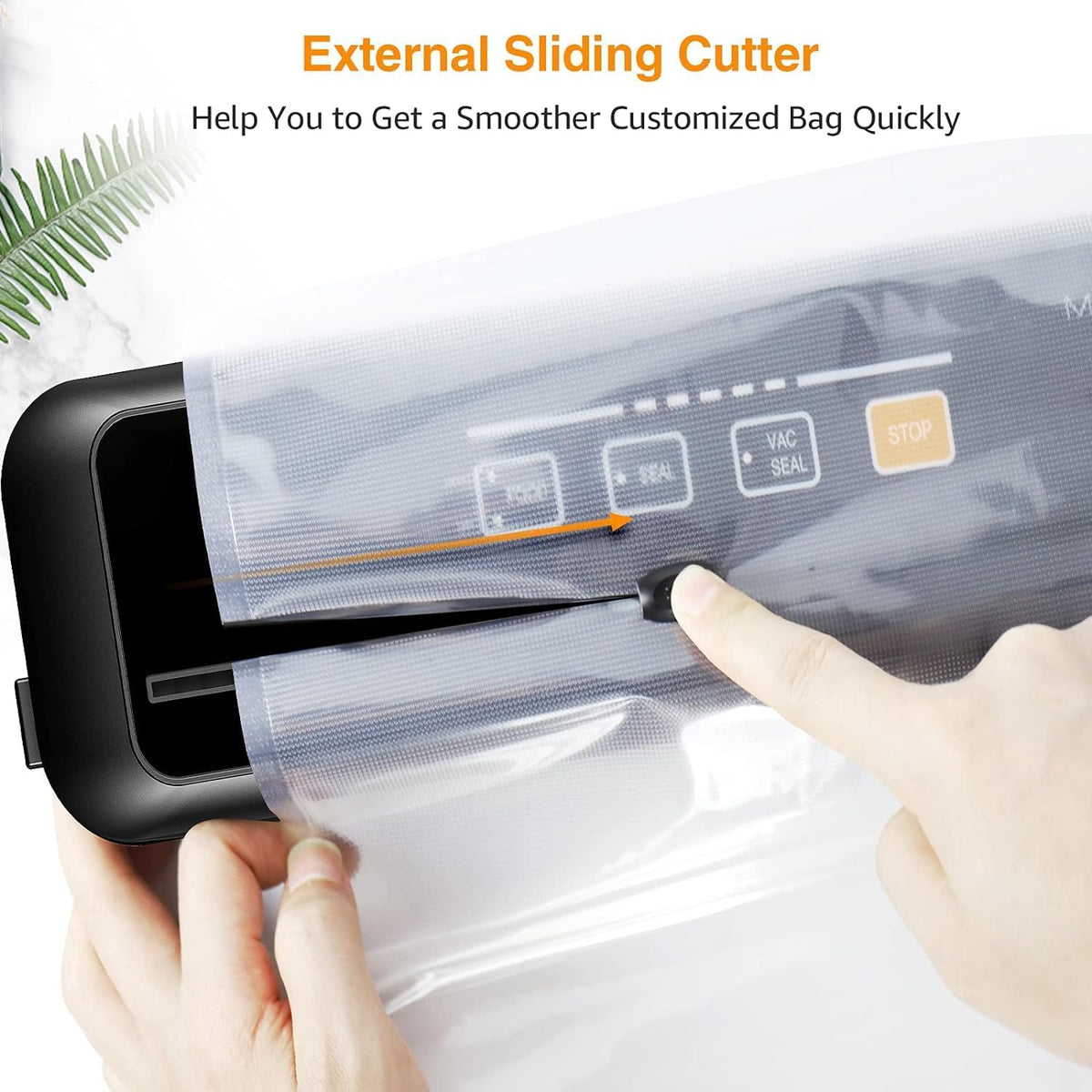 MEGAWISE Vacuum Sealer Machine, Portable Strong Suction Power Food Sealer, Bags and Cutter included with External Vacuum Function, Freshness Saver（Silver)