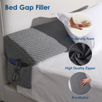 Teemour Queen Bed Wedge Pillow for Headboard Gap/Bed Wedge Gap Filler/Headboard Pillow/Mttress Gap Filler, Close Gap (0-7") Between Headboard and Mattress Stop Pillow Falling Down (60"x10"x6") Gray
