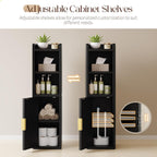 Yoobure Fluted Small Bathroom Storage Cabinet, Narrow Paper Cabinet, Black