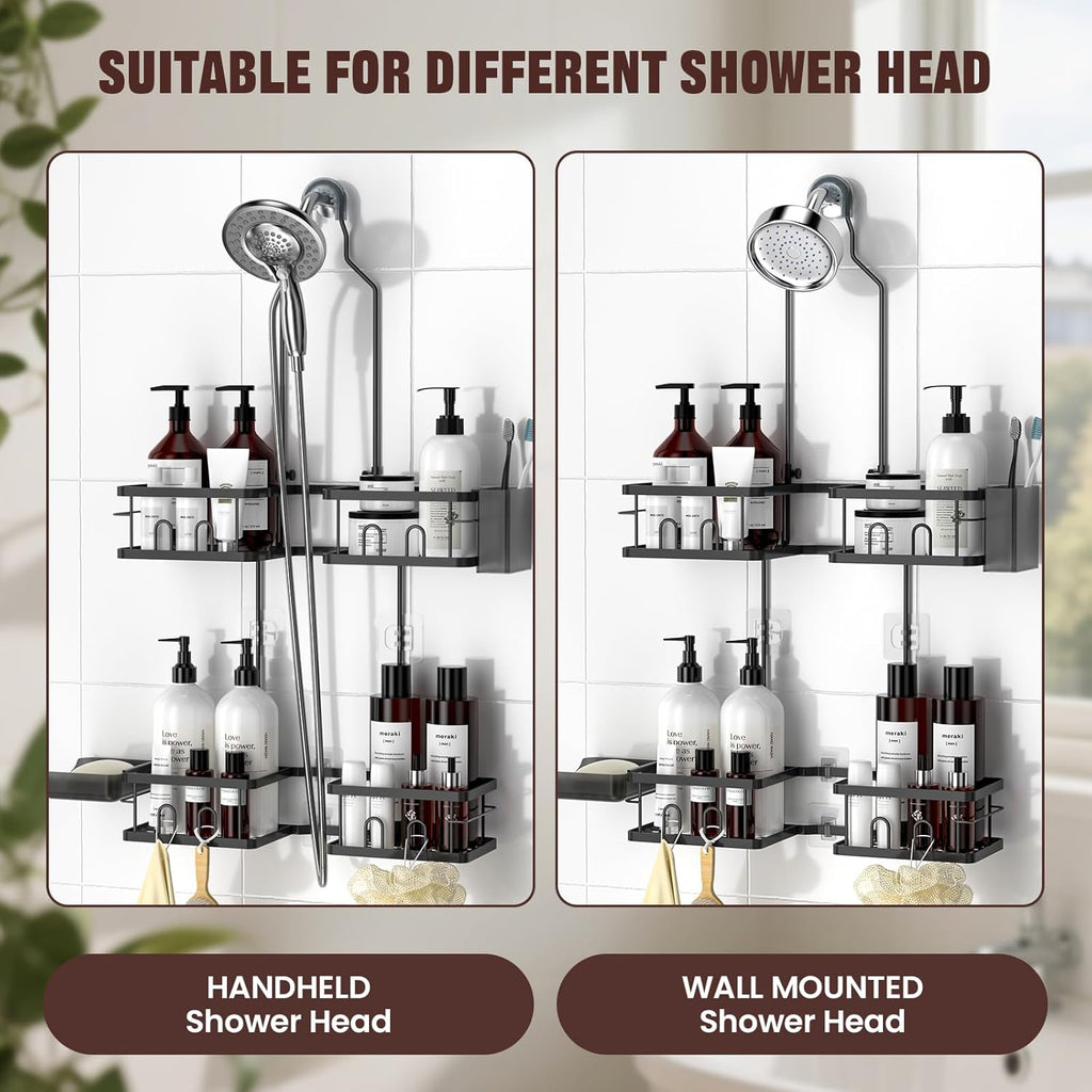 Adjustable Shower Caddy Hanging for Handheld Showerheads, Black
