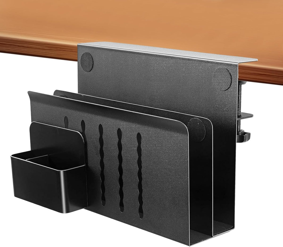 2 Tie Desk Side Storage Organizer,osseph Under Desk laptop holder