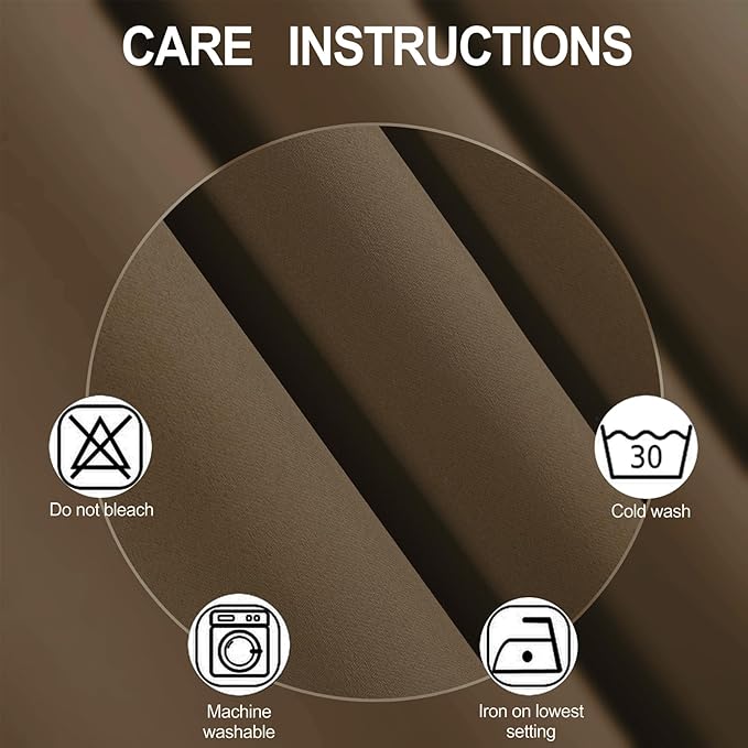 LEMOMO Brown Blackout Curtains 52 x 63 Inch Length/Set of 2 Curtain - Image 4