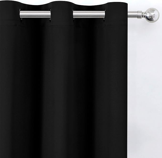 LEMOMO Black Blackout Curtains/38 x 54 Inch/Set of Two Panels Grommet Living - Image 9