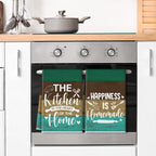 Fourluoo 8 Pcs Teal Green Kitchen Towels Oven Mitts and Pot Holders Sets