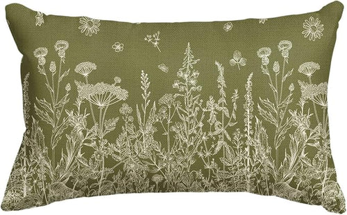 AVOIN colorlife Wildflowers Spring Moss Green Throw Pillow Cover, 12 x 20 Inch by AVOINcolorlife