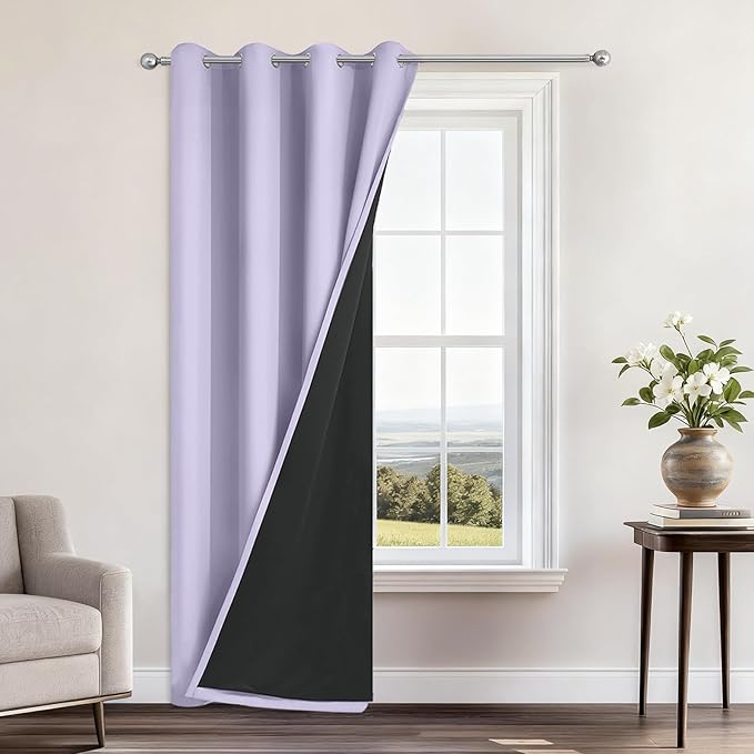 Yakamok 100% Blackout Curtains 96 Inches Long, 2 Thick Layers Heat and Full by Yakamok
