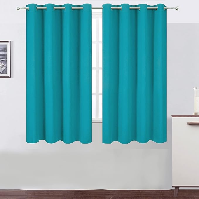 LEMOMO Teal/Turquoise Kids Blackout Bedroom Curtains/52 x 63 Inch/Set of 2 by Lemomo