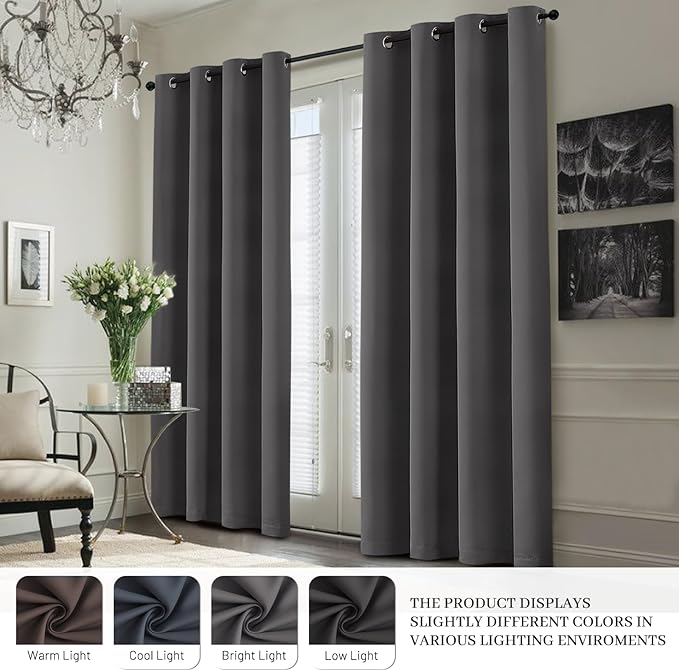 Yakamok 100% Blackout Curtain Panels 84 inches Cold and Light Blocking Drapes - Image 7