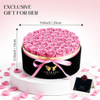 47 Pieces Forever Flower Round Shape in a Box Preserved Pink Roses for Delivery Grade A Quality 100% Real Immortal Flowers Eternal Birthday for Her Mom Women Wife Girlfriends（Pink）