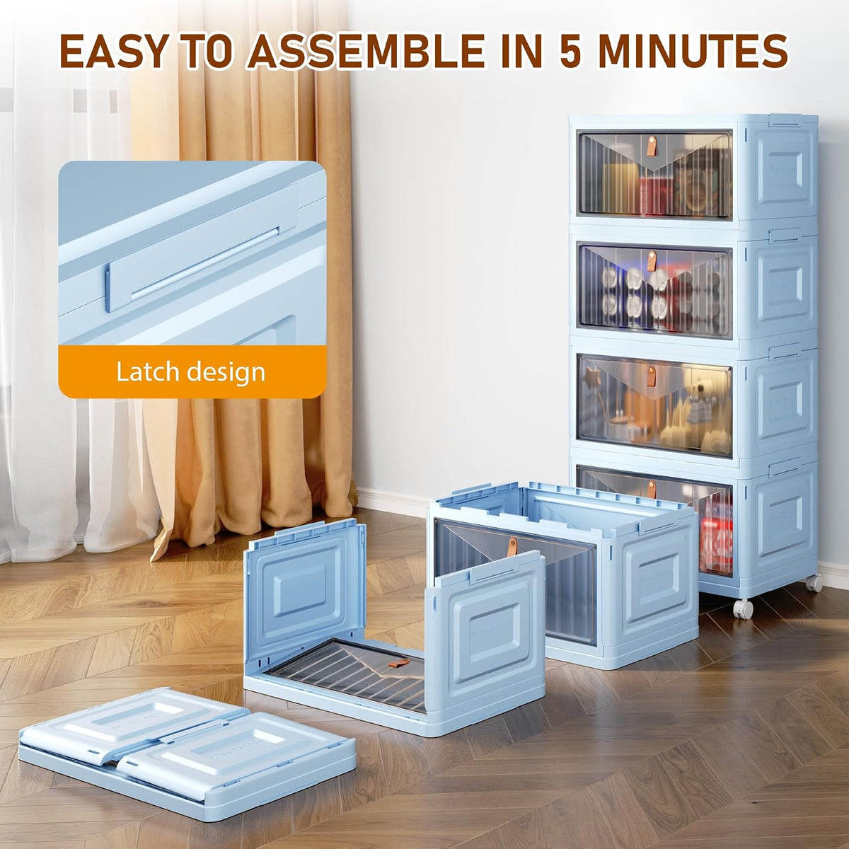 Wise Oannes Closet Organizers and storage with Wheels, 23QT Blue
