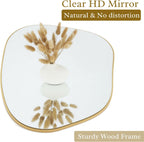 PERFNIQUE Irregular Asymmetrical Wall Mirror, 32"x24" Gold Bathroom Mirror