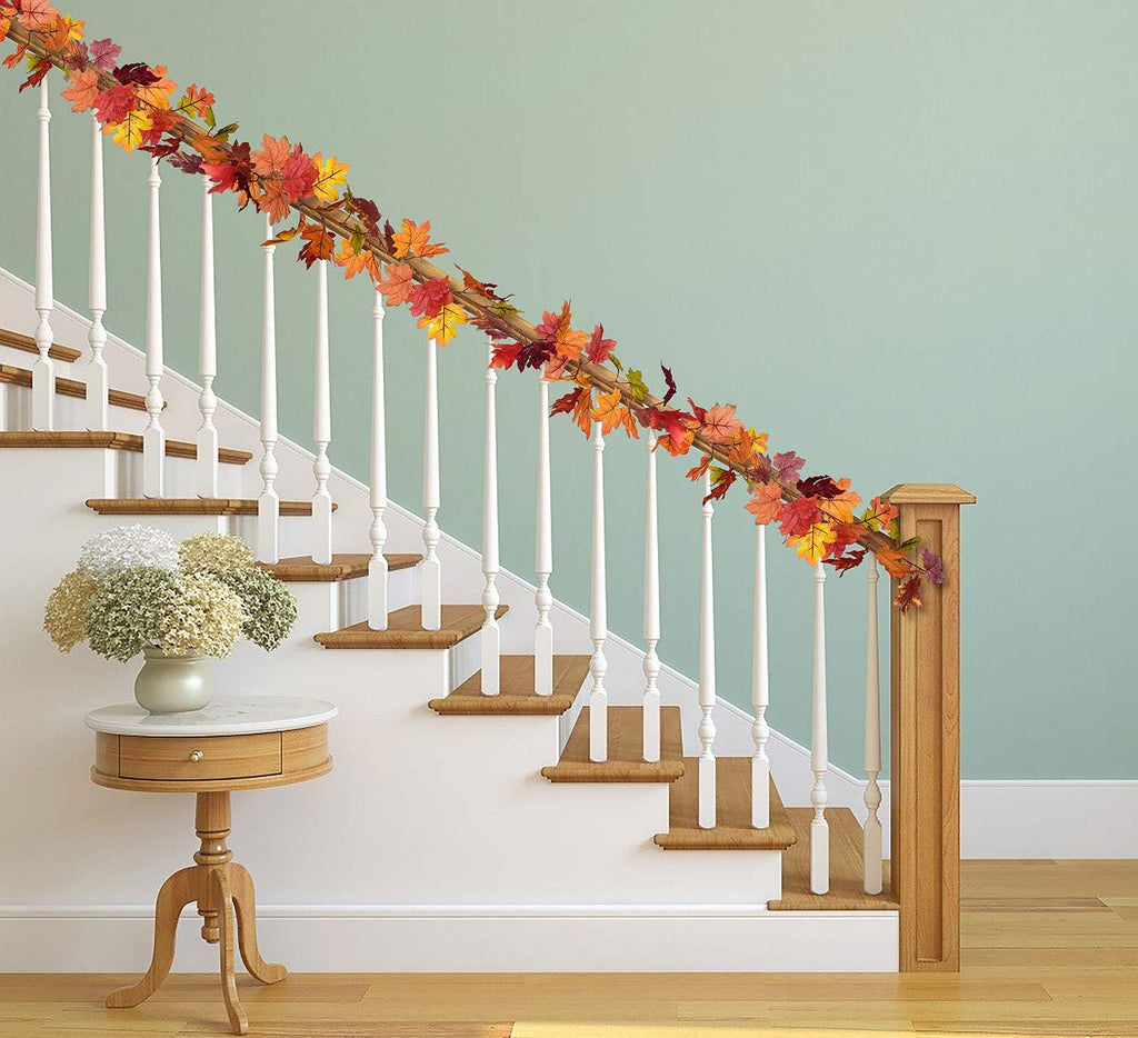 DearHouse 2 Pack Fall Garland Maple Leaf, 5.9Ft/Piece 7 Colors Hanging Vine Garland Artificial Autumn Foliage Garland Thanksgiving Decor for Home Wedding Fireplace Party Christmas
