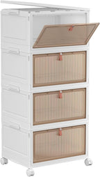 YFXCVSL 4 Tier Plastic Storage Bins with Lid 23QT, Stackable Storage Bins