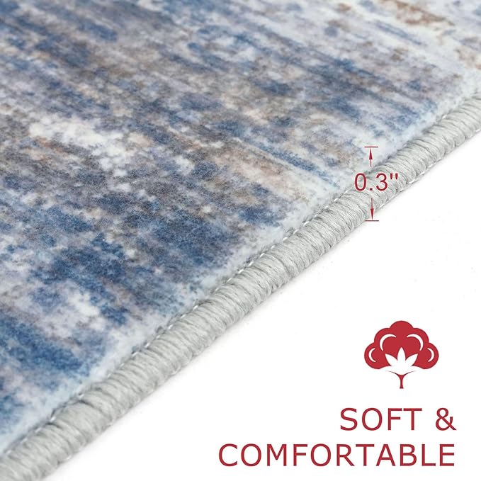 KOZYFLY Modern Abstract Washable Rug Runner 2.6x14 Hallway Rug Runner Non-Slip - Image 2