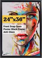 T-SIGN 24x36 Poster Frame - Black Front Snap Frame with Anti-Glare Display