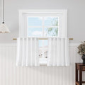 Nanspring White Linen Cafe Curtains 24 Inch Length 2 Panels Light Filtering by Nanspring
