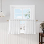 Nanspring White Linen Cafe Curtains 24 Inch Length 2 Panels Light Filtering by Nanspring