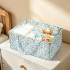 Diaper Caddy Organizer,Cute Floral Nursery Storage Basket,Soft Portable Changing Table Car Caddy Organizer Gift (Blue Floral B)