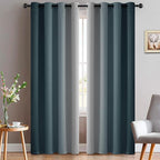 Yakamok Greyish White and Stone Blue Ombre Curtains, Light Blocking Curtains by Yakamok