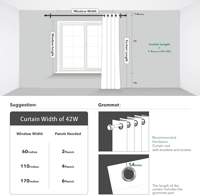 Deconovo Blackout Curtain, Thermal Insulated Soundproof Grommet Drapes - Image 6