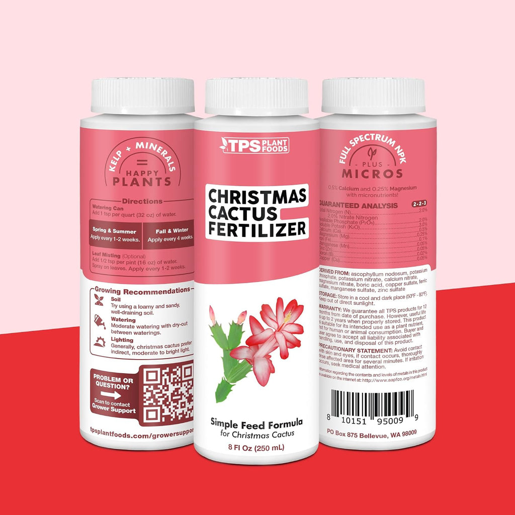 Christmas Cactus Fertilizer - Liquid Plant Food for More Blooms, 8 oz