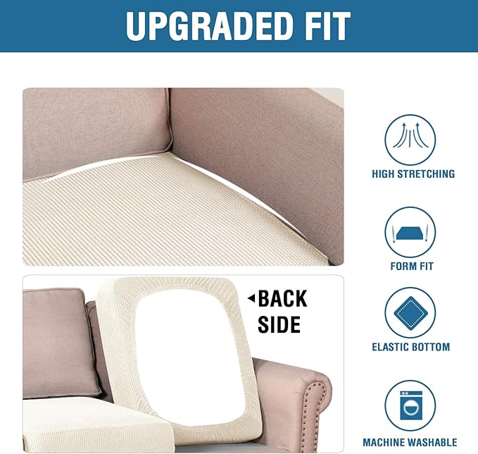 H.VERSAILTEX Super Stretch Individual Seat Cushion Covers Sofa Covers Couch - Image 6