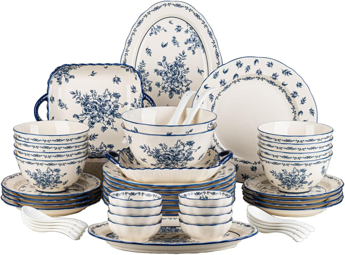 Ceramic Dinnerware Set, Series Kavara Ⅱ, (Blue Stripes)