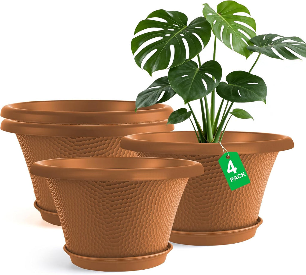 12 Inch Pots for Plants,4 Pack Large Flower Pots with Drainage Hole