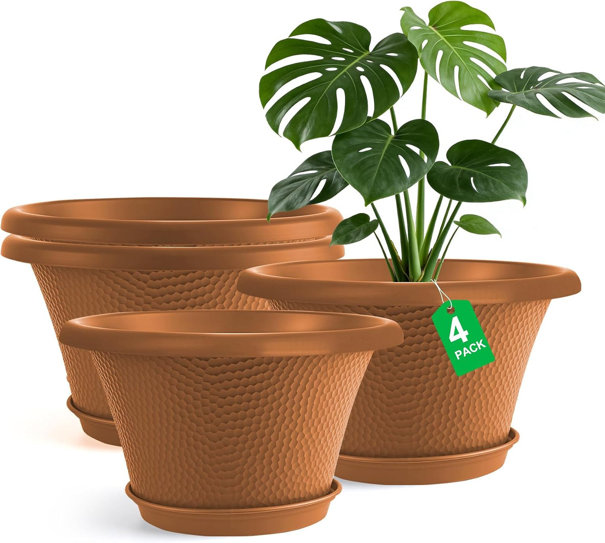 12 Inch Pots for Plants,4 Pack Large Flower Pots with Drainage Hole
